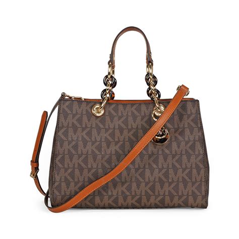 michael kors cynthia medium brown pvc logo satchel|michael michael kors cynthia medium satchel pvc logo.